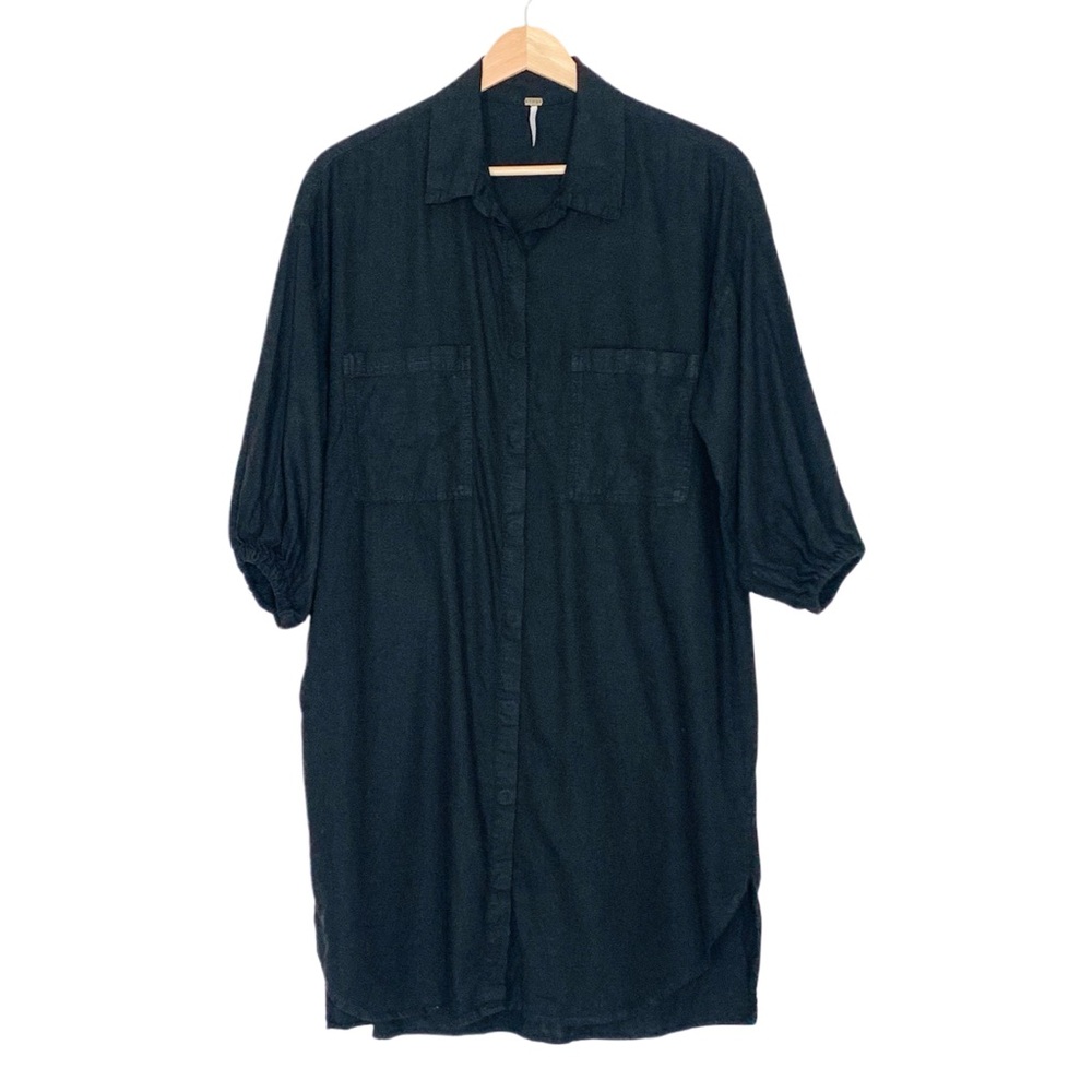 Young Fabulous & Broke Dina Dress Black Shirt Dress Size XS Lyocell - Picture 2 of 15